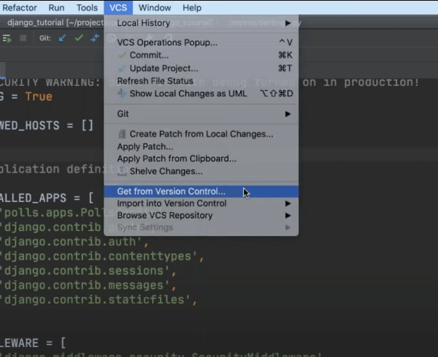 pull your Django project from GitHub and have PyCharm set everything