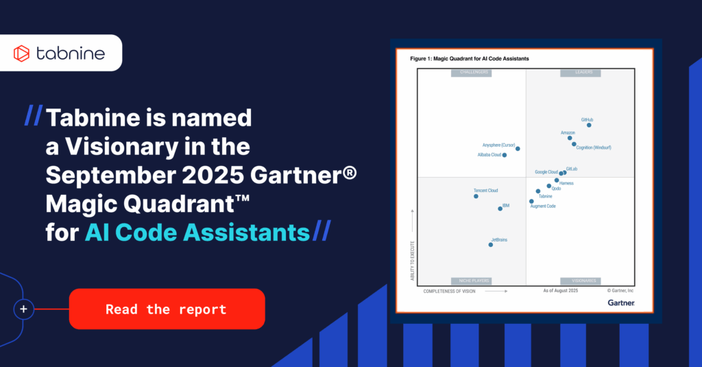 Tabnine Named a Visionary in the 2025 Gartner® Magic Quadrant™ for AI Code Assistants